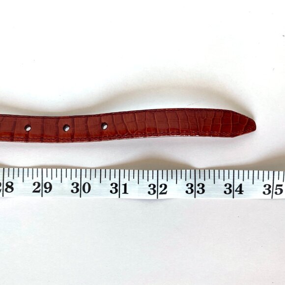 Brighton Rust Leather Embossed Alligator Print Silver Hardware Belt Size M - Picture 8 of 11